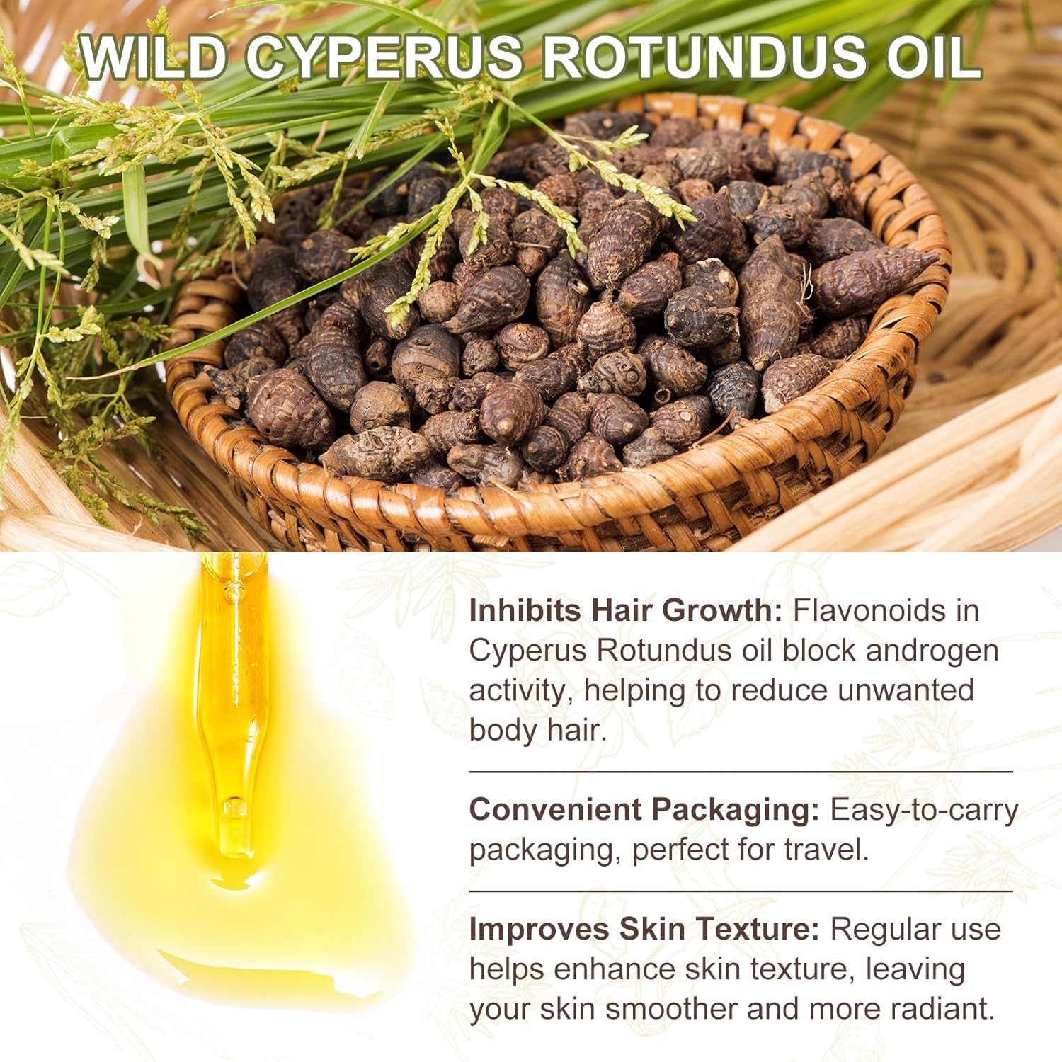 Natural Cyperus Rotundus Oil For Hair Removal 60ml